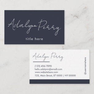 Professionele Chic Bold Navy Elegant Wit Schoon Visitekaartje