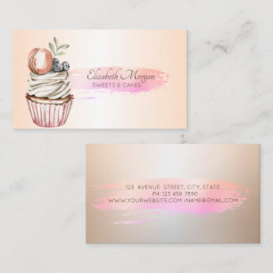 Professionele chique penseelstreek cupcake visitekaartje