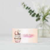 Professionele chique penseelstreek cupcake visitekaartje (Staand voorkant)