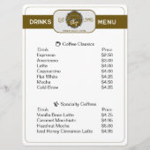 Professionele coffeeshop Gepersonaliseerde Drinken Menu (Voorkant)