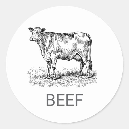 Professionele Custom Beef Bruiloft Maaltijd Keuze Ronde Sticker (Voorkant)