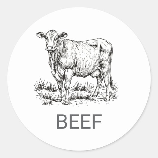 Professionele Custom Beef Bruiloft Maaltijd Keuze Ronde Sticker (Voorkant)