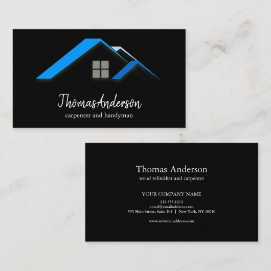 Professionele Custom Black Building Bouw Visitekaartje (Voorkant / Achterkant)