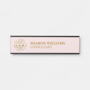 Professionele Custom Business Logo Job Titel Roze Deurbordje