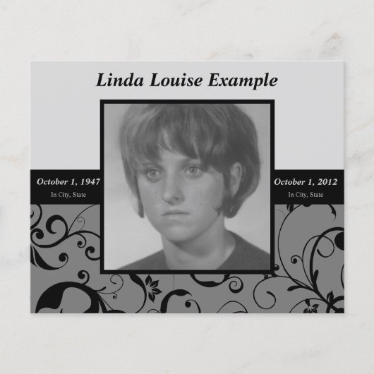 professionele damesherdenkingskaart (Voorkant)