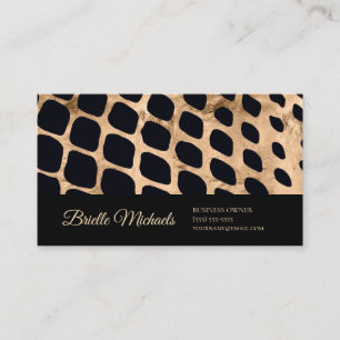 Professionele Dierenprint Zwart en Koper Script Visitekaartje
