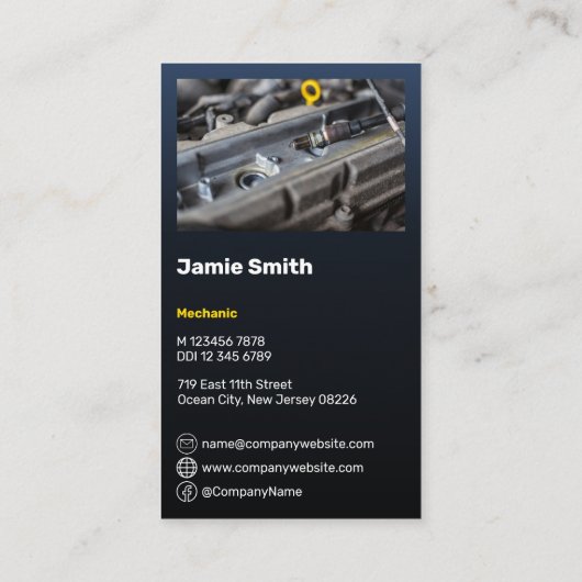 Professionele Douane Blauwe QR Code Auto Mechanic Visitekaartje (Achterkant)