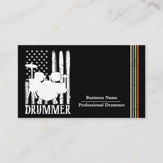 Professionele Drums Drummer Amerikaanse vlag Visitekaartje (Voorkant)