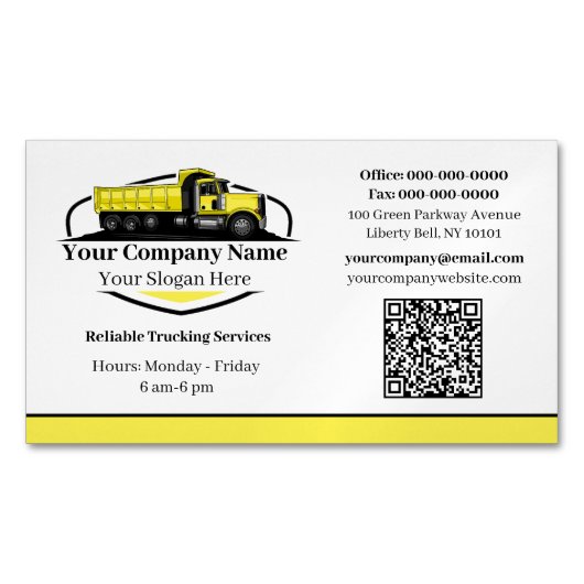 Professionele Dump Truck Hauling Company QR-code Magnetisch Visitekaartje (Voorkant)
