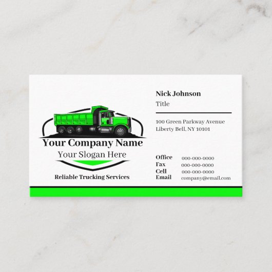 Professionele Dump Truck Hauling Company QR-code Visitekaartje (Voorkant)