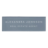 Professionele Dusty Slate Blauw Modern Business Naambadge (Voorkant)
