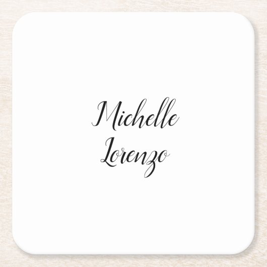 Professionele eenvoudige eenvoudige Jouw naam Vierkante Kartonnen Onderzetter (Voorkant)
