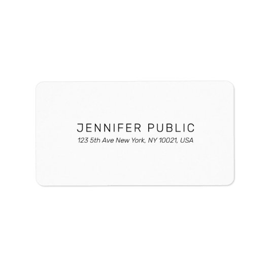 Professionele, eenvoudige elegante witte Sjabloon Etiket (Voorkant)