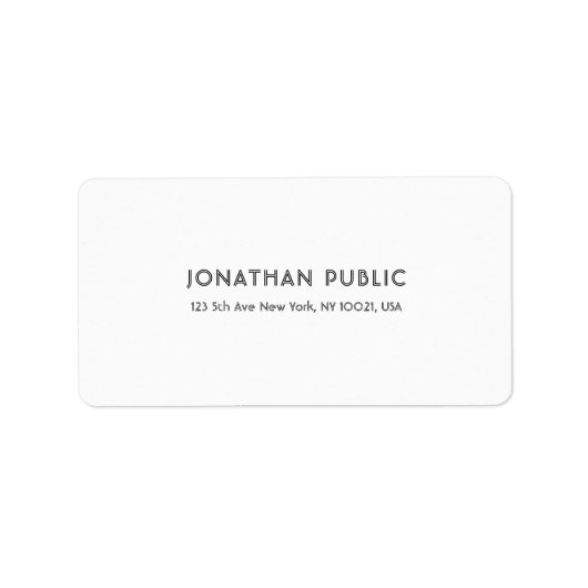 Professionele, eenvoudige elegante witte Sjabloon Etiket (Voorkant)
