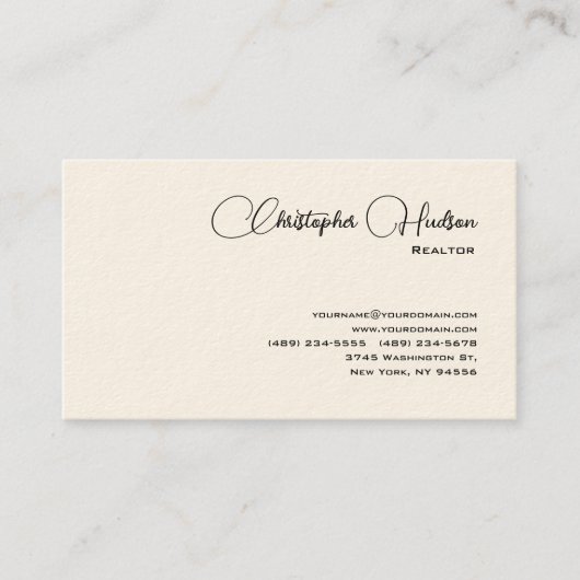 Professionele Eenvoudige Makelaar Vastgoed Cream Visitekaartje (Voorkant)