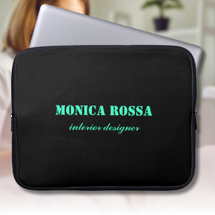 Professionele Eenvoudige Moderne Neon Blauwgroen Z Laptop Sleeve