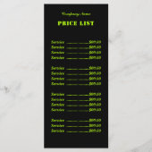 Professionele eenvoudige moderne Neon Limoen prijs Menu (Voorkant)