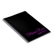 Professionele Eenvoudige Moderne Neon Magenta Zwar Notitieboek (Rechterzijde)