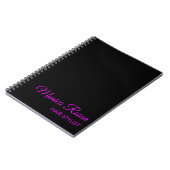 Professionele Eenvoudige Moderne Neon Magenta Zwar Notitieboek (Linkerzijde)