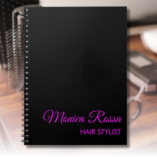 Professionele Eenvoudige Moderne Neon Magenta Zwar Notitieboek