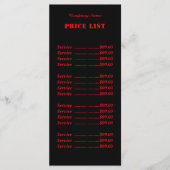 Professionele Eenvoudige Moderne Neon Rode Prijsli Menu (Voorkant)