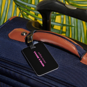 Professionele Eenvoudige Moderne Neon Roze Zwart Bagagelabel