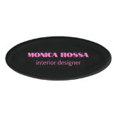 Professionele Eenvoudige Moderne Neon Roze Zwart Naambadge (Voorkant)