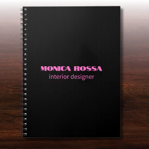 Professionele Eenvoudige Moderne Neon Roze Zwart Notitieboek
