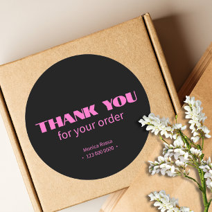 Professionele Eenvoudige Moderne Neon Roze Zwart Ronde Sticker