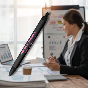 Professionele Eenvoudige Moderne Neon Roze Zwart Zwarte Inkt Pen