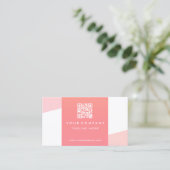 Professionele eenvoudige QR-code Coral Geometric Visitekaartje (Staand voorkant)