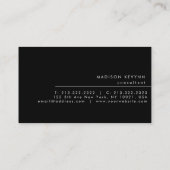 Professionele, eenvoudige zwarte minimalist visitekaartje (Achterkant)