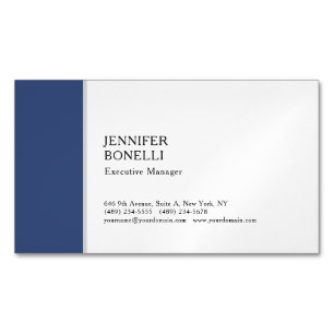 Professionele effen minimalistische moderne blauw magnetisch visitekaartje