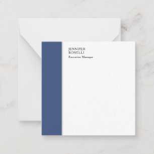 Professionele effen minimalistische moderne blauw  notitiekaartje