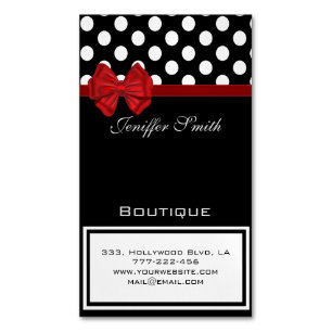 Professionele elegante chic polka stipt rode boog magnetisch visitekaartje