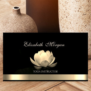 Professionele Elegante Gouden Lotus,Yoga Zwart Visitekaartje