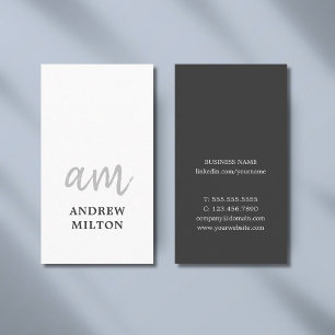 Professionele Elegante GrijsWit Monogram Adviseur Visitekaartje
