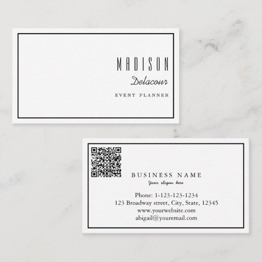 Professionele elegante, moderne, eenvoudige Script Visitekaartje (Voorkant / Achterkant)