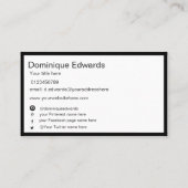 Professionele elegante monogram - Aangepaste socia Visitekaartje (Achterkant)