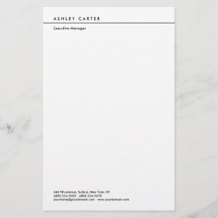 Professionele elegante witte effen minimalistische briefpapier