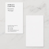Professionele elegante witte vlakte manager modern visitekaartje (Voorkant / Achterkant)