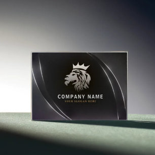 Professionele Elegante Zilveren Leeuw Logo Contactkaartje
