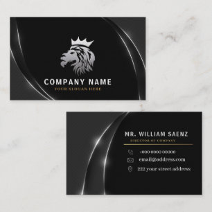 Professionele Elegante Zilveren Leeuw Logo Visitekaartje