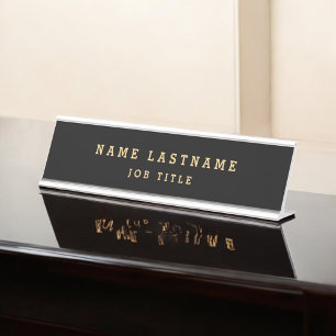 Professionele Elegante Zwart Goud Desk Bureau Naambordje