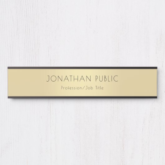 Professionele Elegante Zwart Gouden Glamour Sjablo Deurbordje (Voorkant)