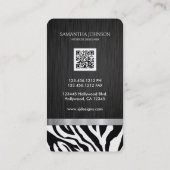Professionele elegante zwarte en zilverzebrastripe visitekaartje (Achterkant)