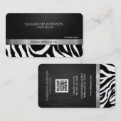 Professionele elegante zwarte en zilverzebrastripe visitekaartje (Voorkant / Achterkant)