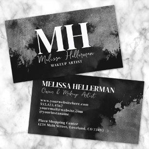 Professionele Elegante Zwarte Zilveren Monogram Visitekaartje