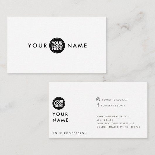 Professionele en eenvoudige Visitekaartjes met Log (Voorkant / Achterkant)