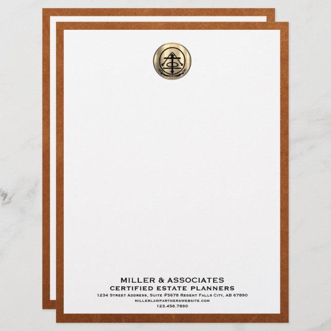 Professionele Estate Planner Letterhead Gold Logo Briefhoofd (Voorkant / Achterkant)
